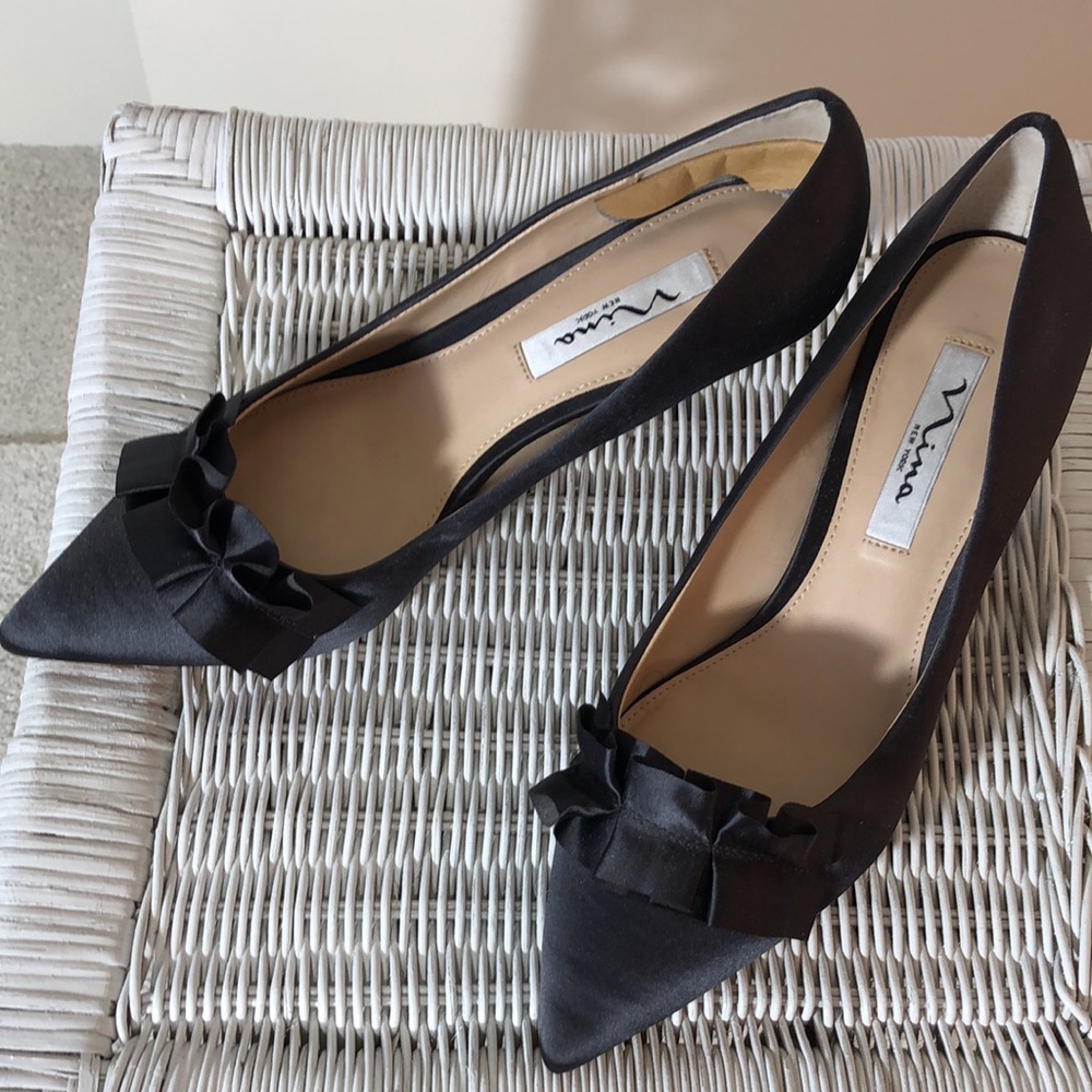 Eggplant Satin Ruffled Pumps